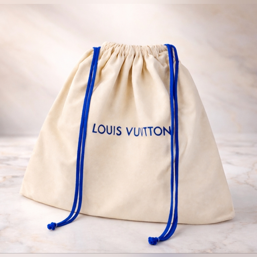 Louis Vuitton Dust Bag 17” Blue Logo Drawstring Authentic